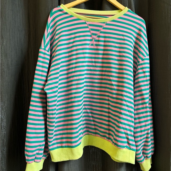 Striped Pink and Green Sweater - Picture 1 of 4